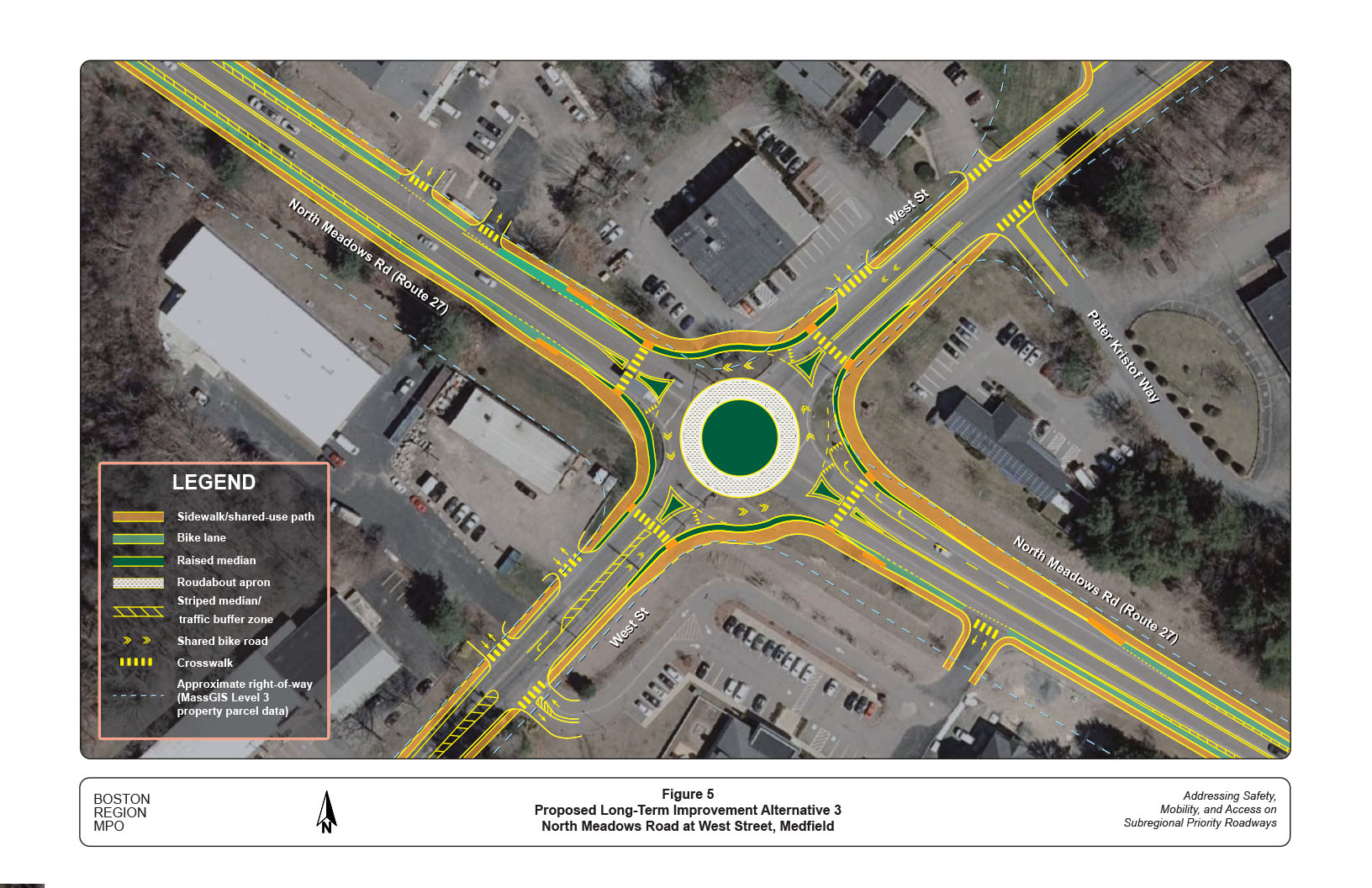 Figure 5: Proposed Long-Term Improvement Alternative 3
This figure shows a conceptual plan view of the proposed intersection modifications in Alternative 3.